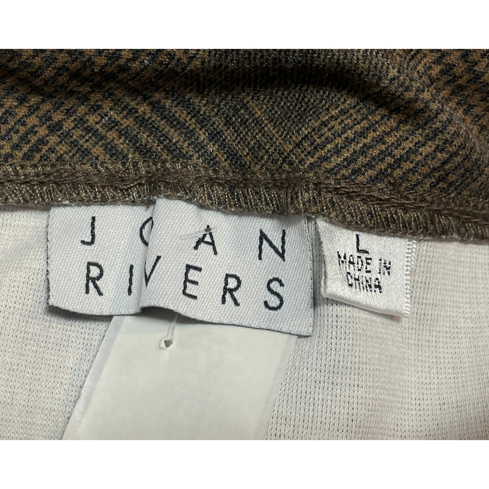 Joan Rivers Dress Pants Sz L Plaid Wide Leg Pull-On 30"In Tan Plaid A366439 - Picture 6 of 9